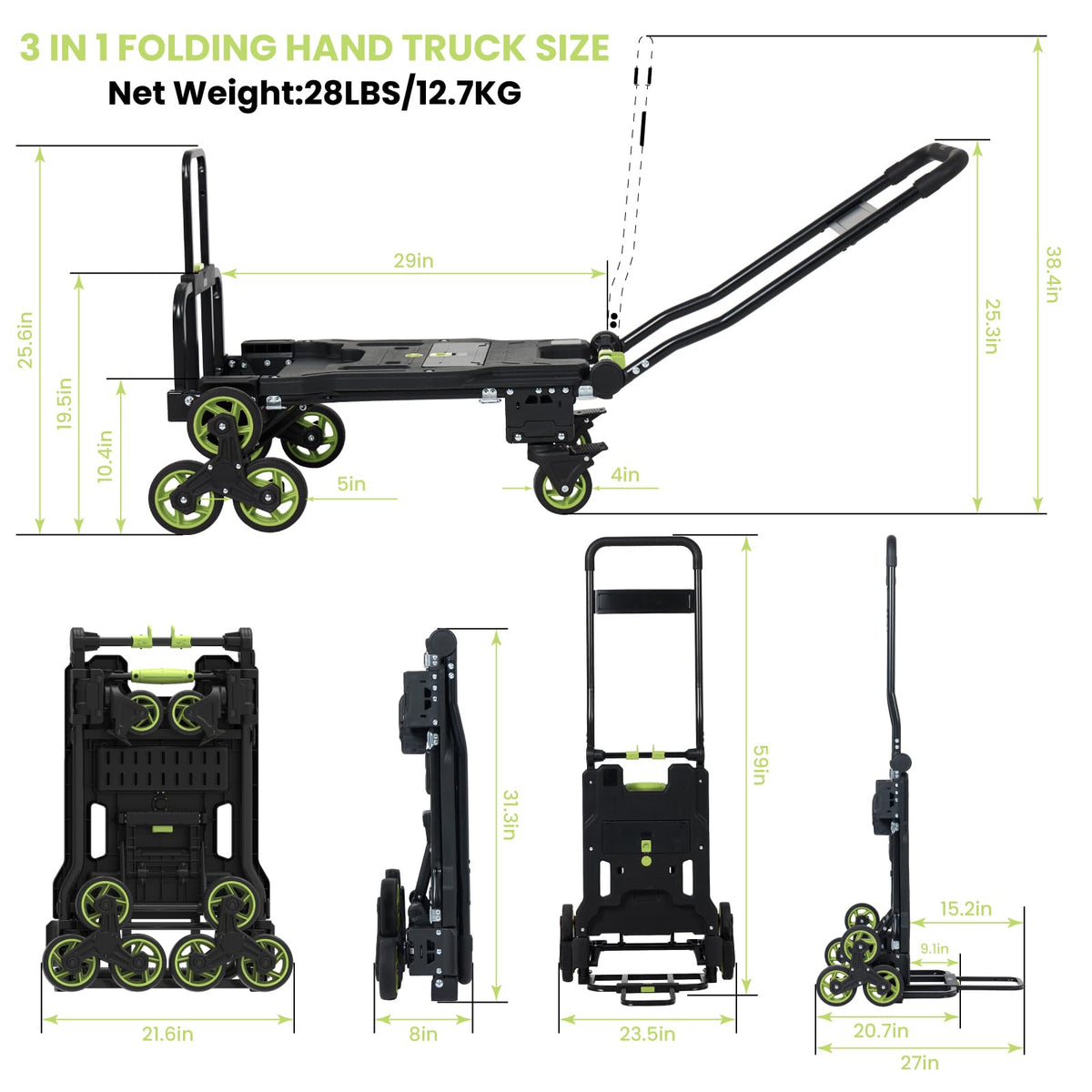 3 in 1 Convertible Folding Hand Truck with Brakes U45153