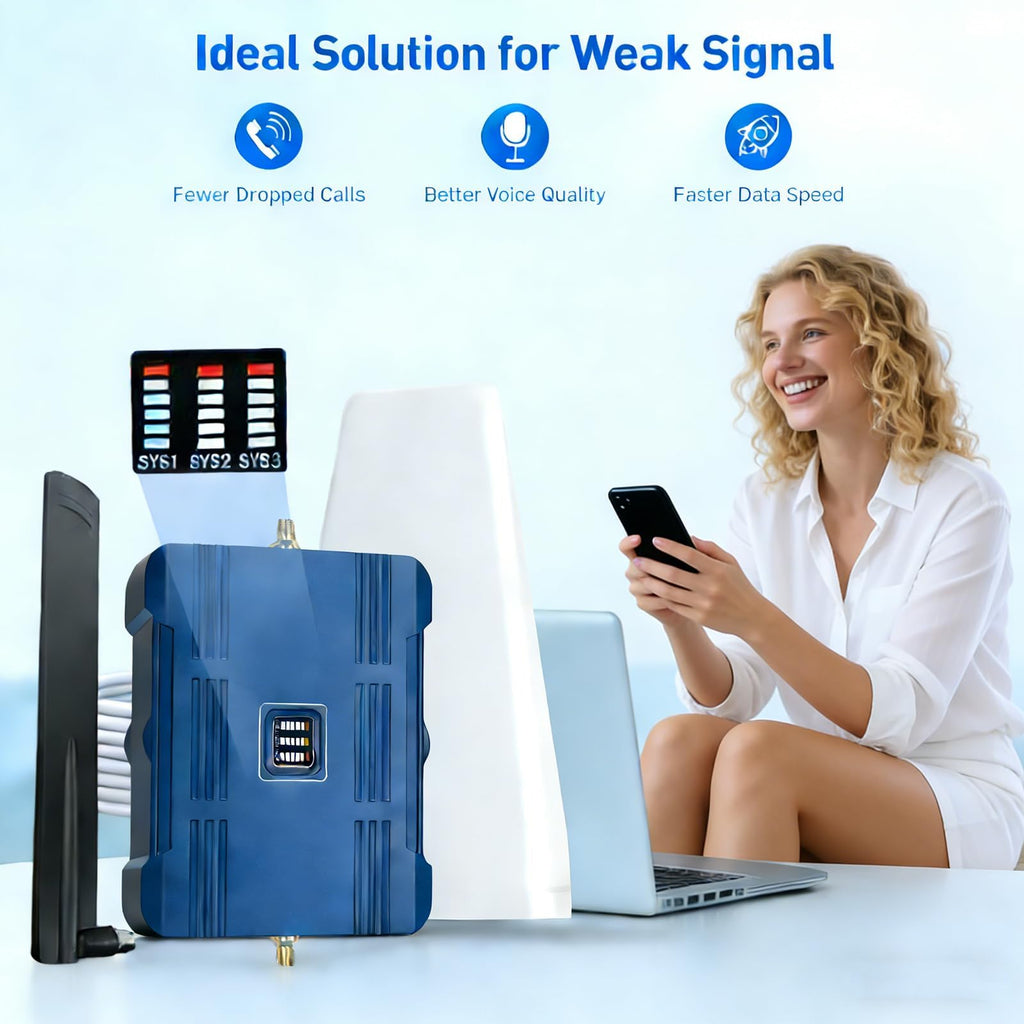 Cell Phone Booster for Home & Office, Up to 3000 Sq.Ft, Supports Band 12/17/13/5 C23805