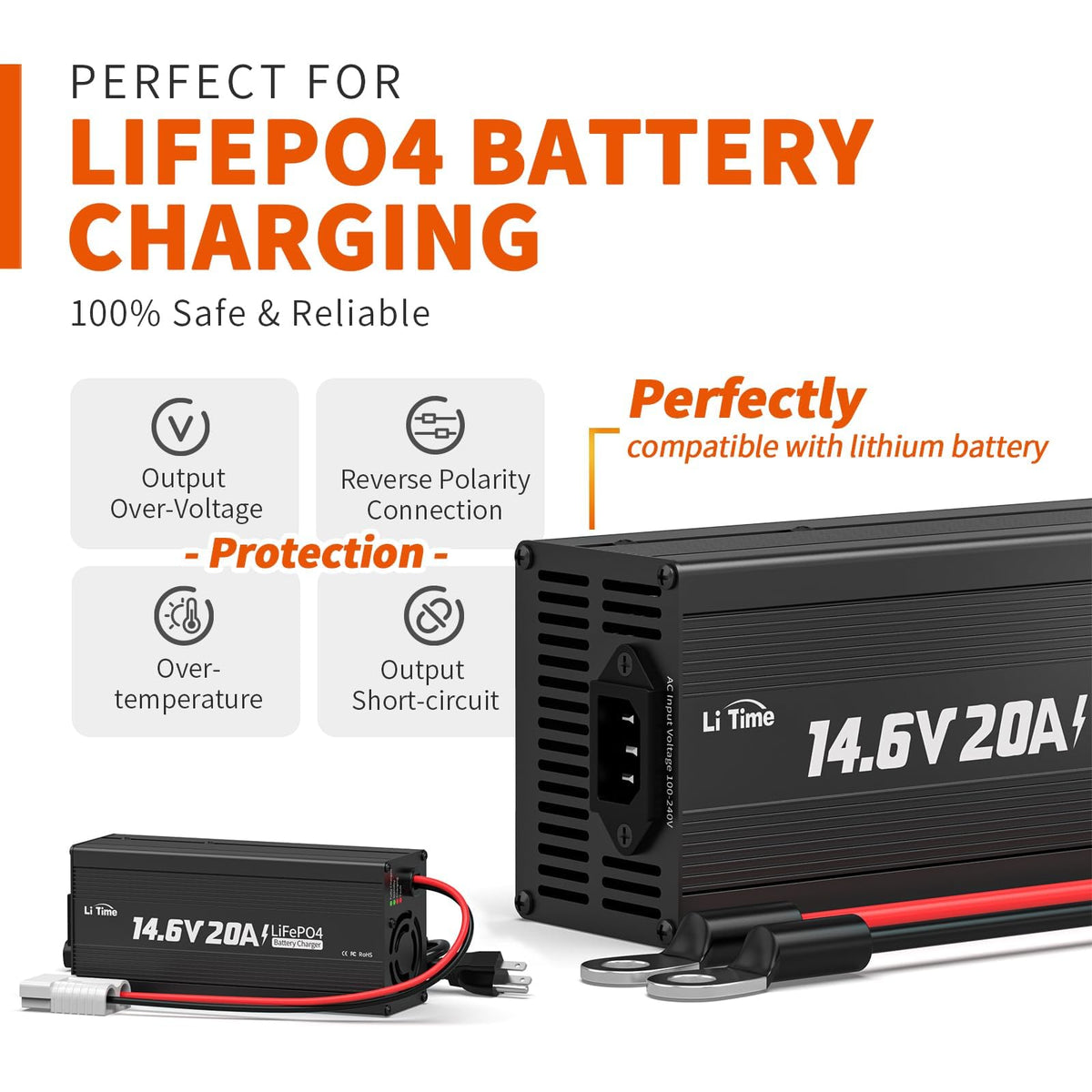 12V 100Ah Group 24 LiFePO4 Battery with Charger O845