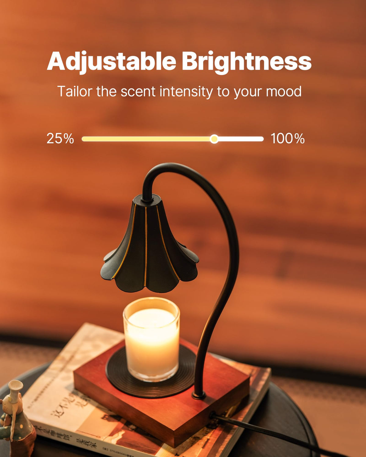 Black Candle Warmer Lamp with Timer & Stepless Dimmable M863312