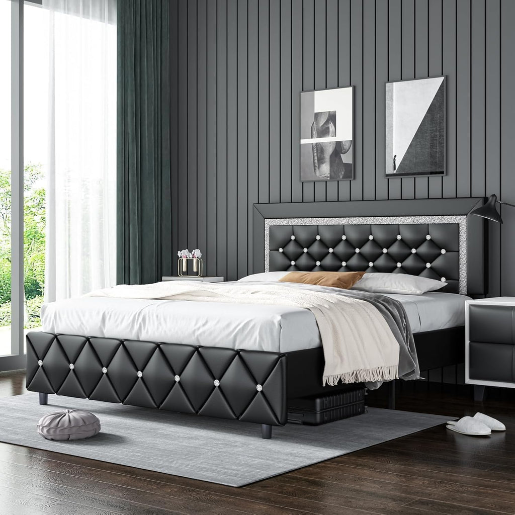 Full Size Upholstered Platform Bed with Headboard A824