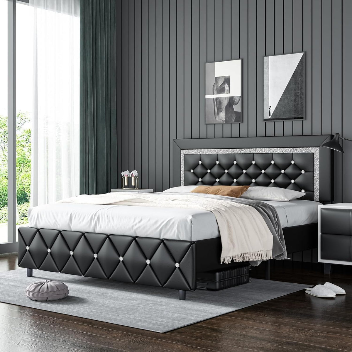 Full Size Upholstered Platform Bed with Headboard A824