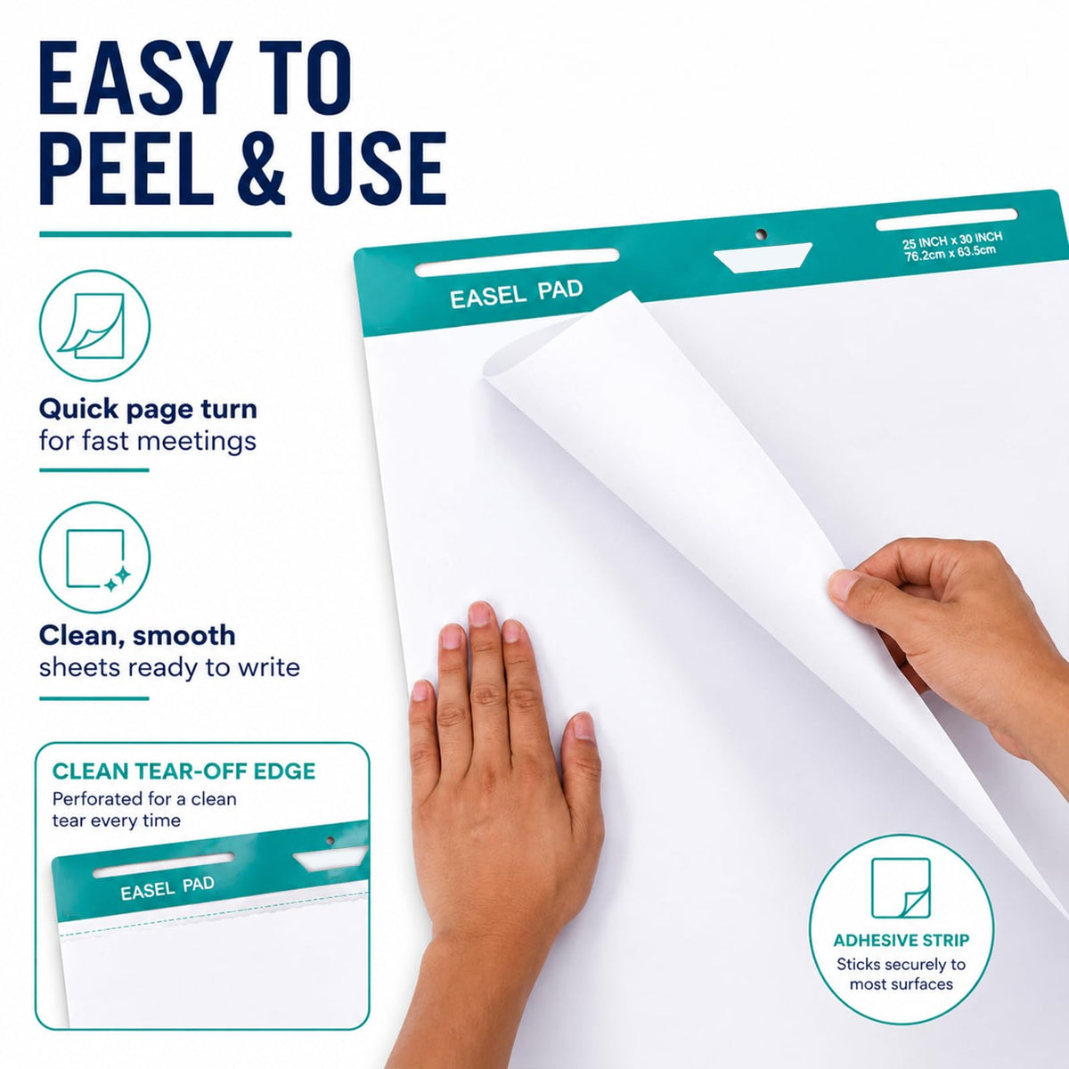 25 x 30 Inch Sticky Easel Pad, 30 Sheets, 8 Pads K9966