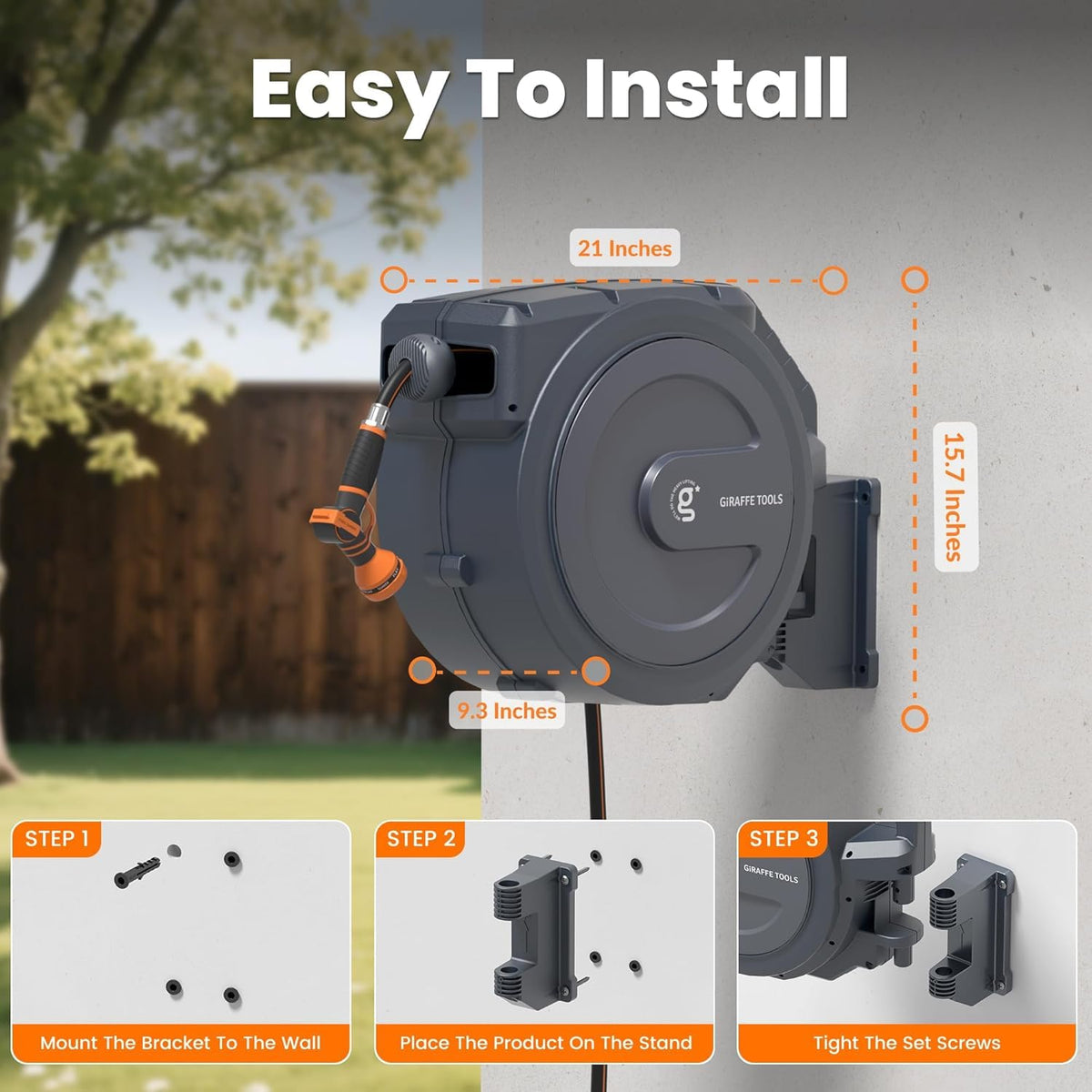Retractable Garden Hose Reel 1/2" 100FT W659
