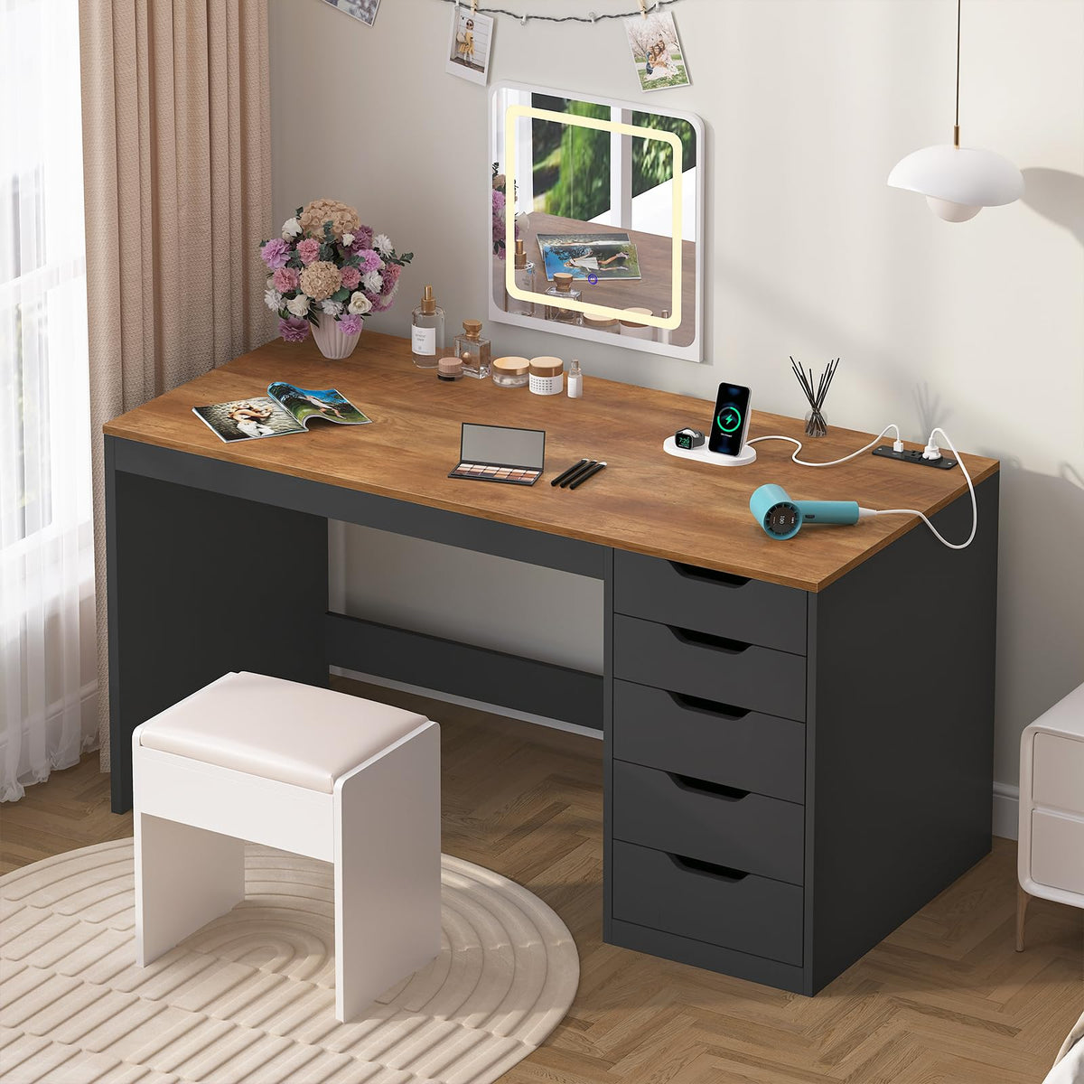 47 Inch Computer Desk with 5 Drawers X87630