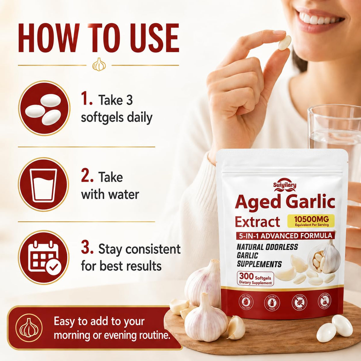 Aged Garlic Extract Supplements, 300 Softgels W382