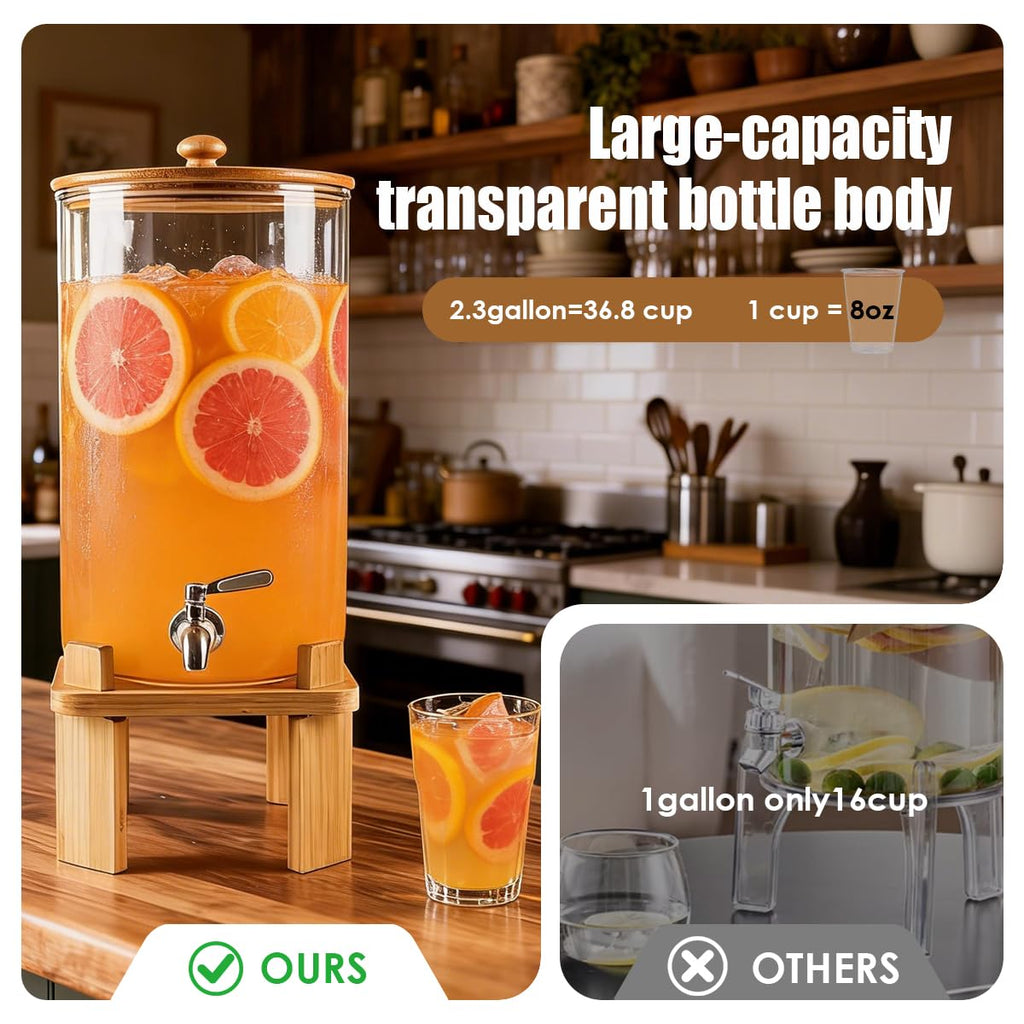 2.3 Gallon Glass Beverage Dispenser with Spigot M796575
