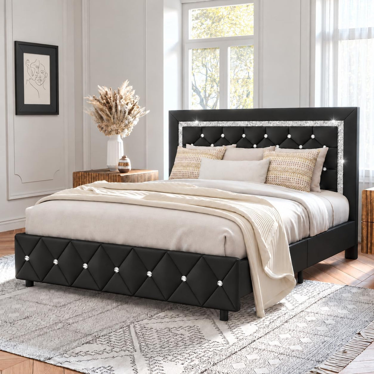 Full Size Upholstered Platform Bed with Headboard A824