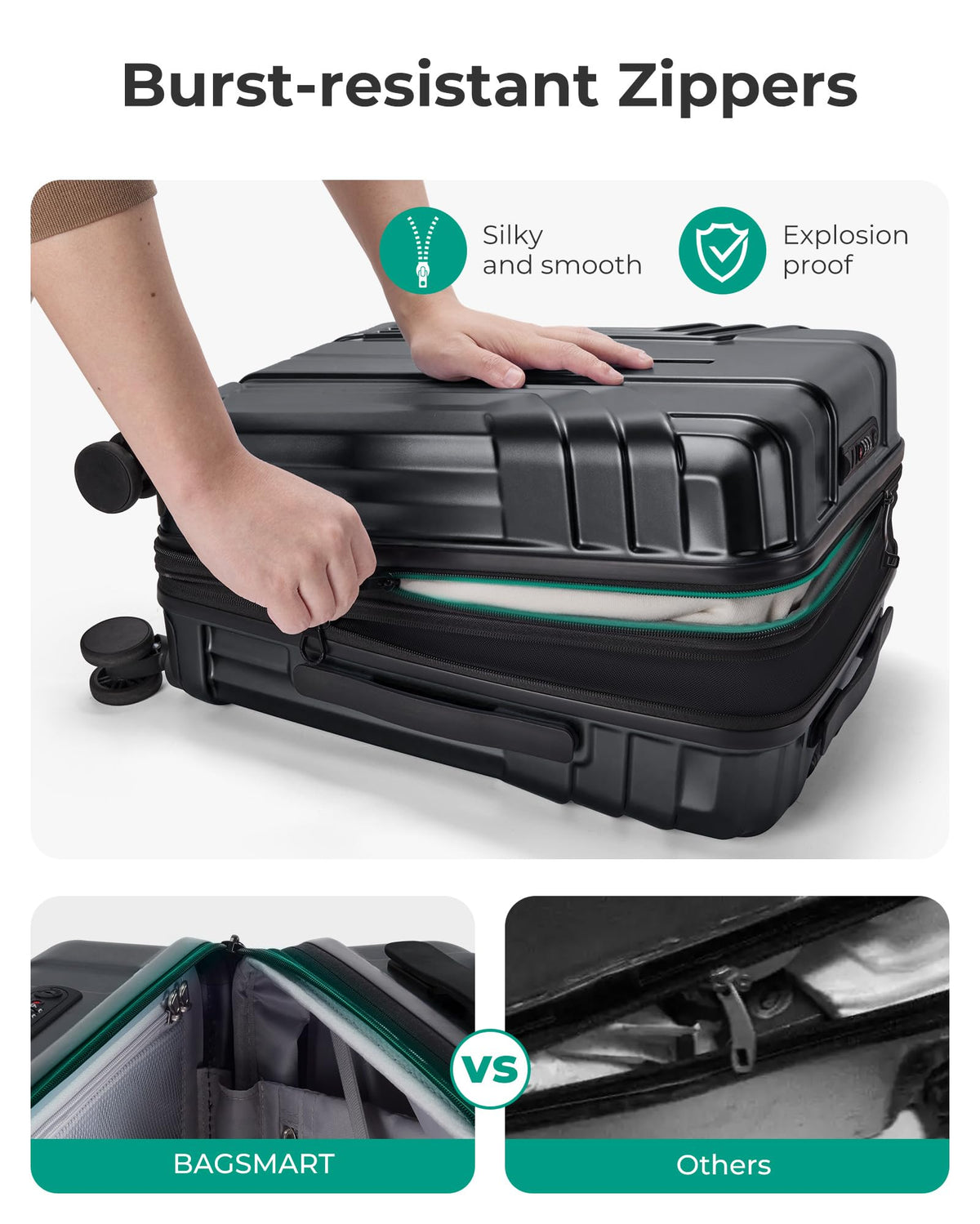 Expandable Carry On Luggage 22x14x9 Black I719669