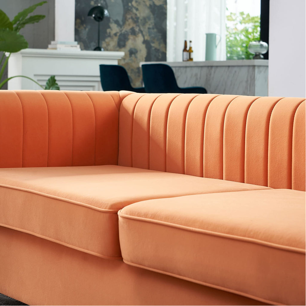 Orange Velvet 3 Seat Sofa Q653378