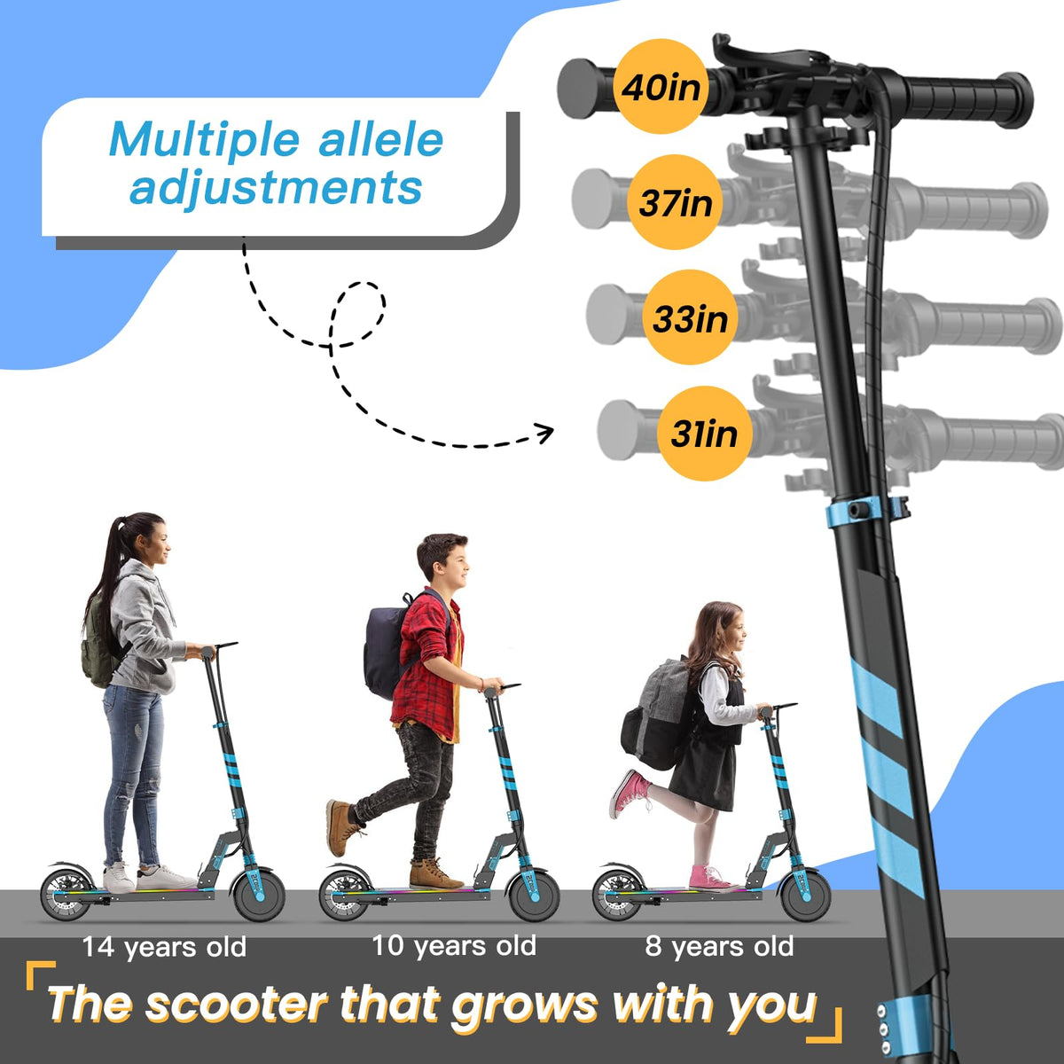 Electric Scooter Kids 8-16, 8-8.5" Solid Tires, 200-350W, UL2272 Z94533