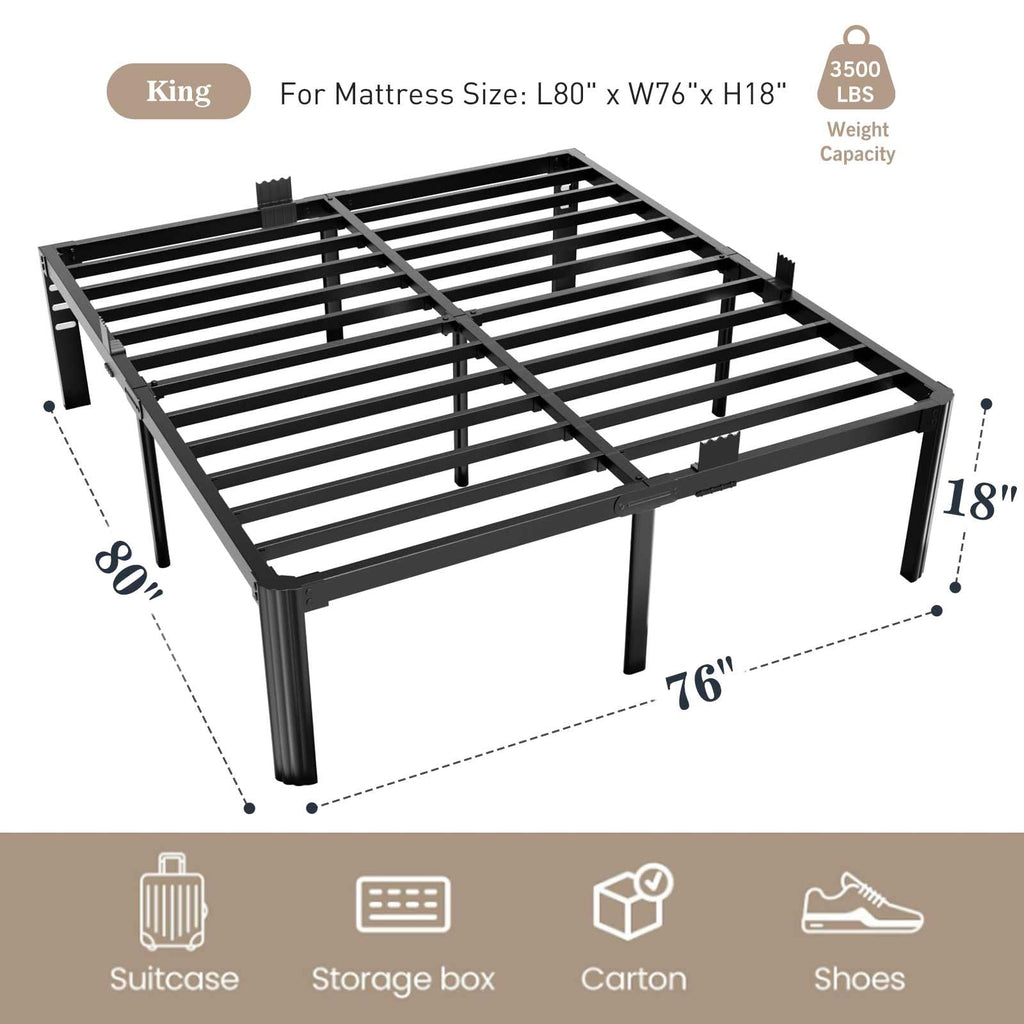 King Size 18 Inch Heavy Duty Platform Bed Frame H446358