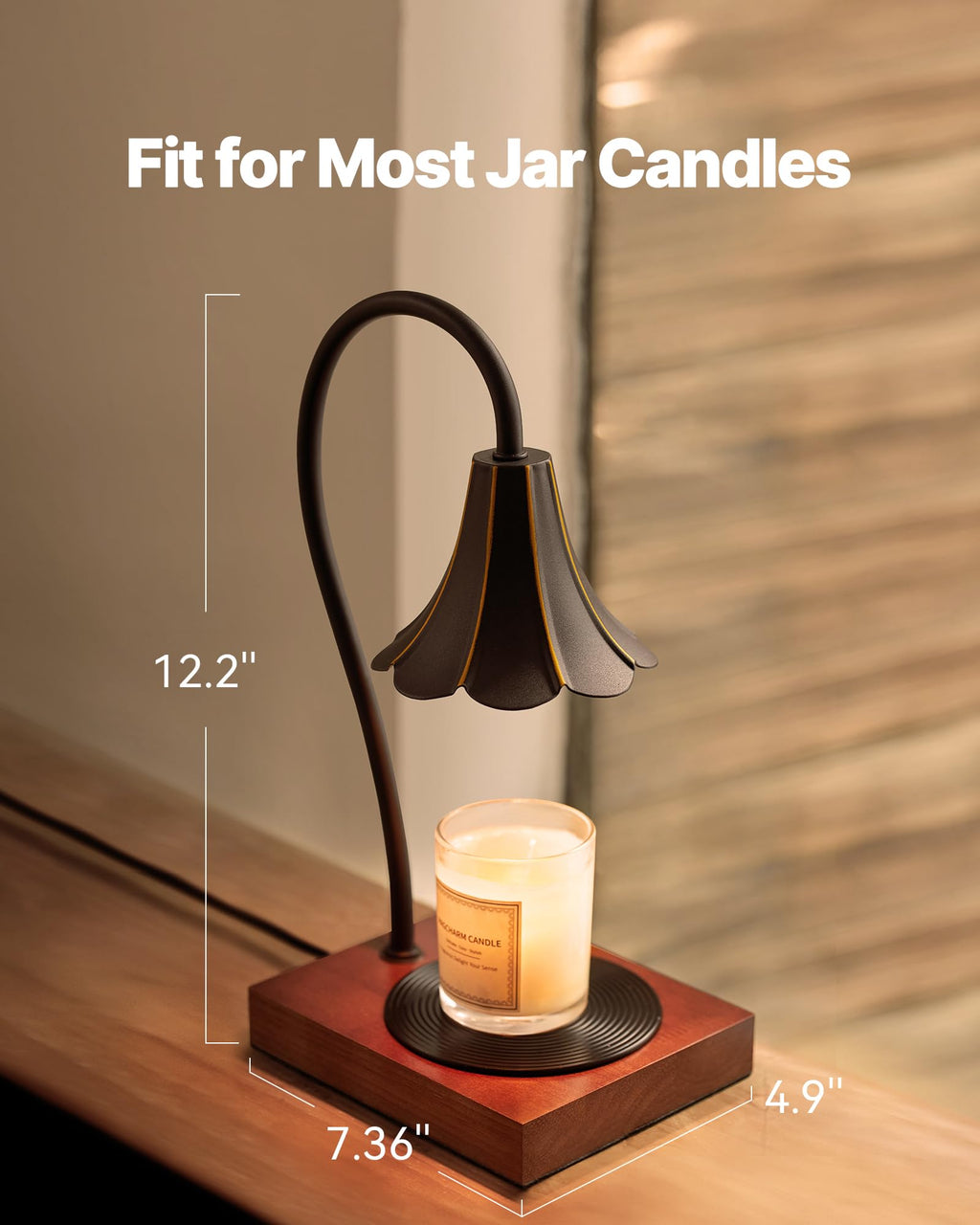 Black Candle Warmer Lamp with Timer & Stepless Dimmable M863312