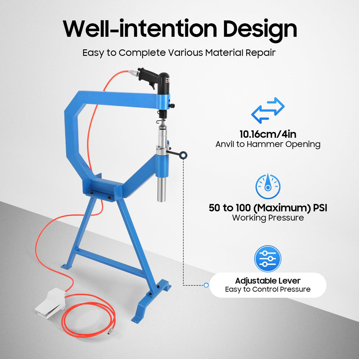 Pneumatic Planishing Hammer Sheet Metal Shaping Machine with Cast-Iron Stand C690040