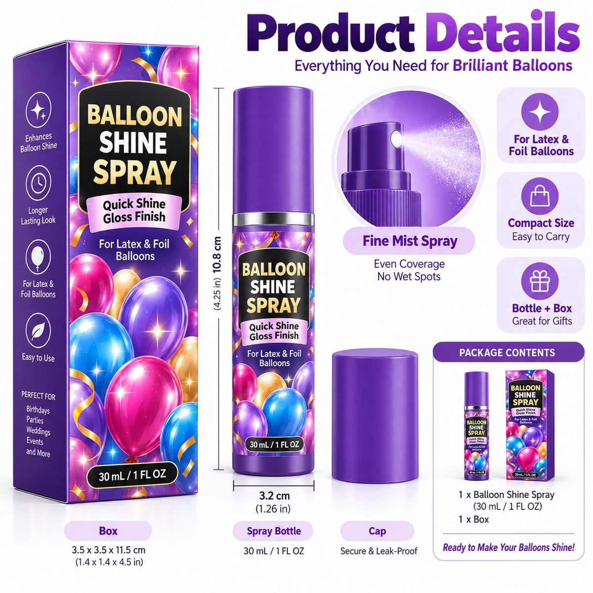 Balloon Shine Spray 3 Pack V2220