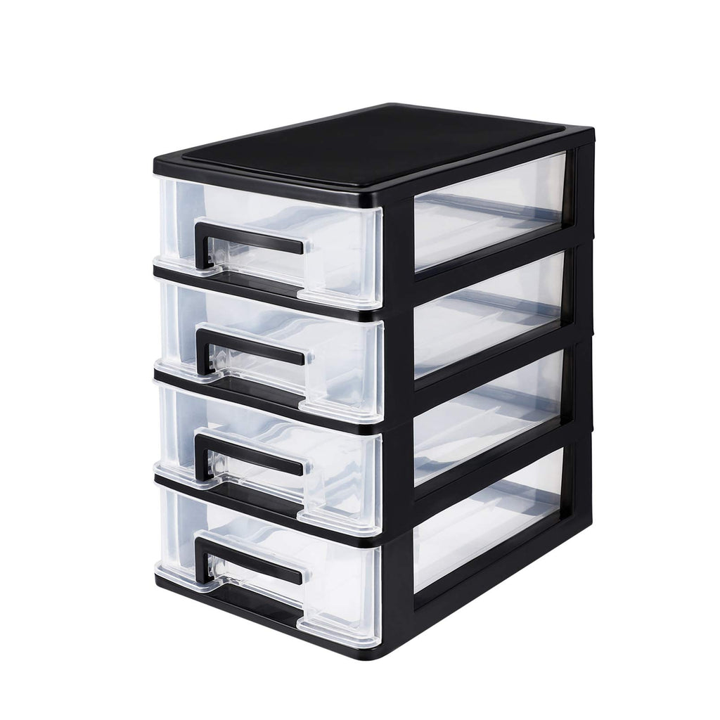 Black Transparent 4-Layer Plastic Drawer Storage Cabinet P505