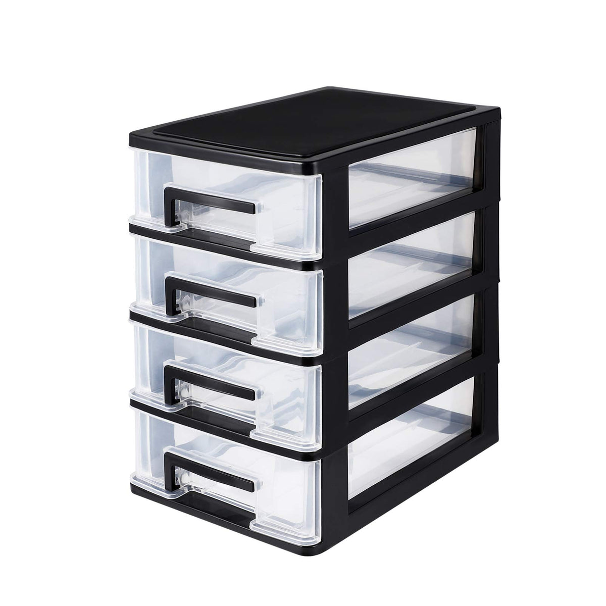 Black Transparent 4-Layer Plastic Drawer Storage Cabinet P505