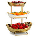 3 Tier White Gold Ceramic Fruit Bowl K237727