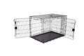 Portable Metal Wire Dog Crate, Double Door with Removable Tray, Black J61802
