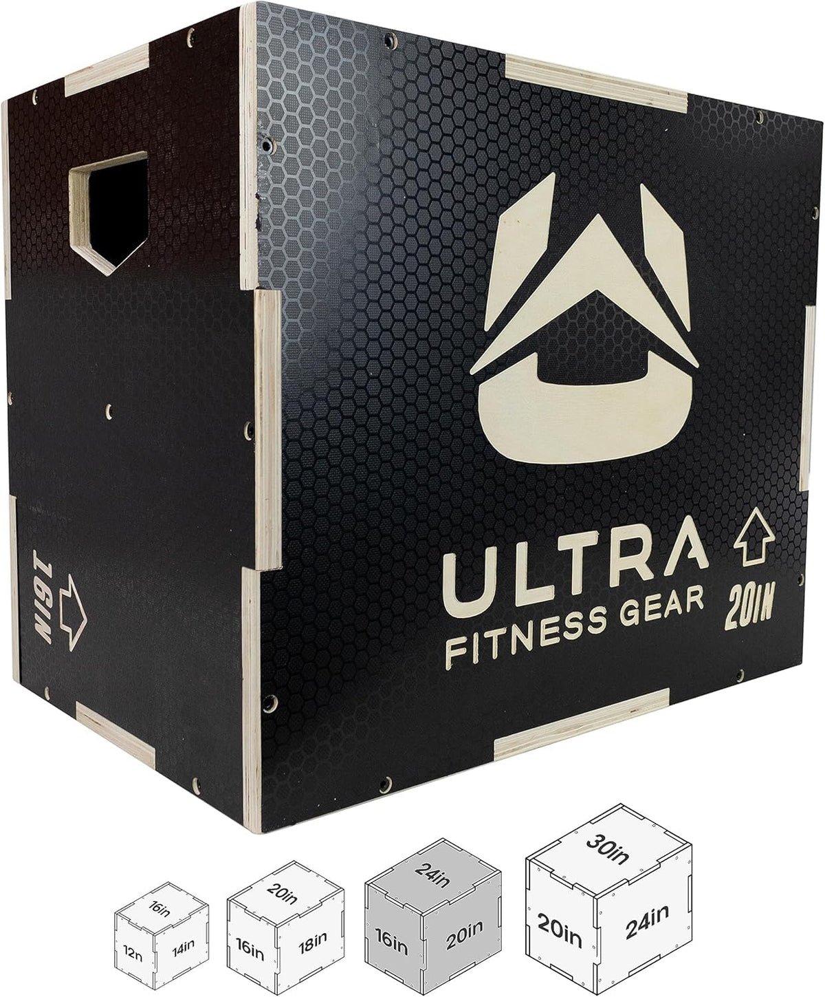 Wooden Plyo Box, 16/14/12 Anti-Slip F4132