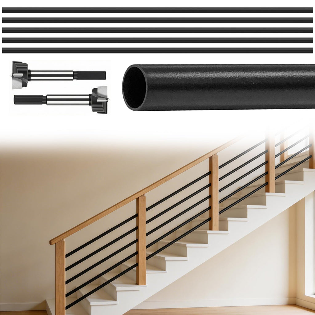 5 Pack 6 FT Aluminum Stair Balusters Matte Black M298979