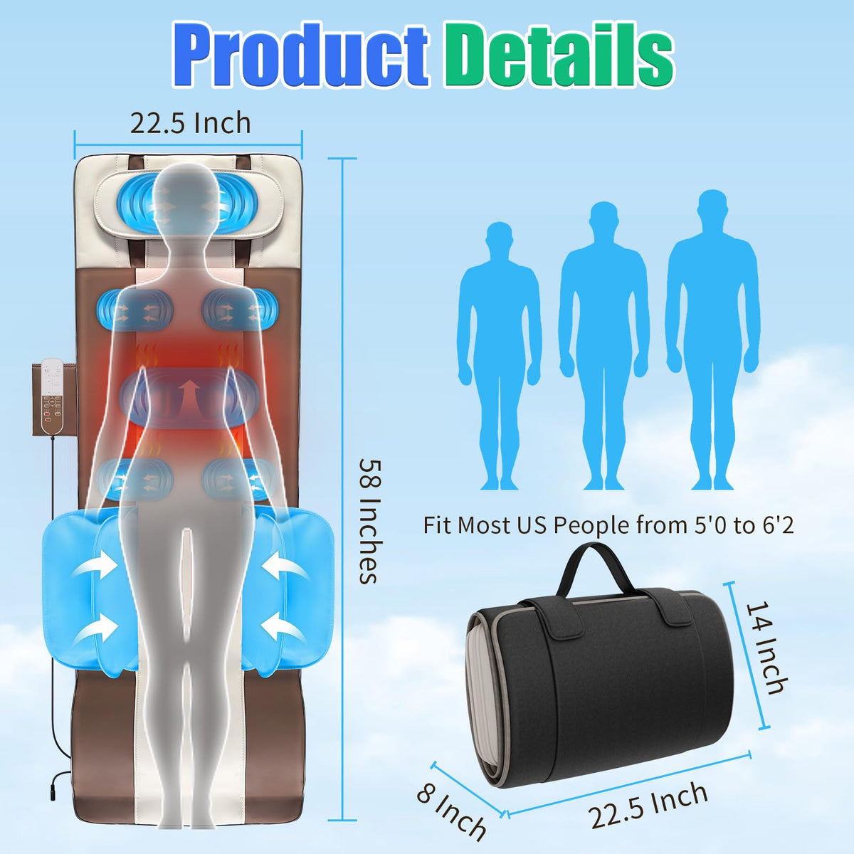 Full Body Massage Mat with Heat S552633