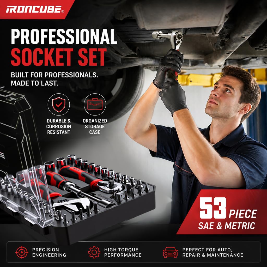 53-Piece Socket Ratchet Wrench Set with Ratcheting Screwdriver S561