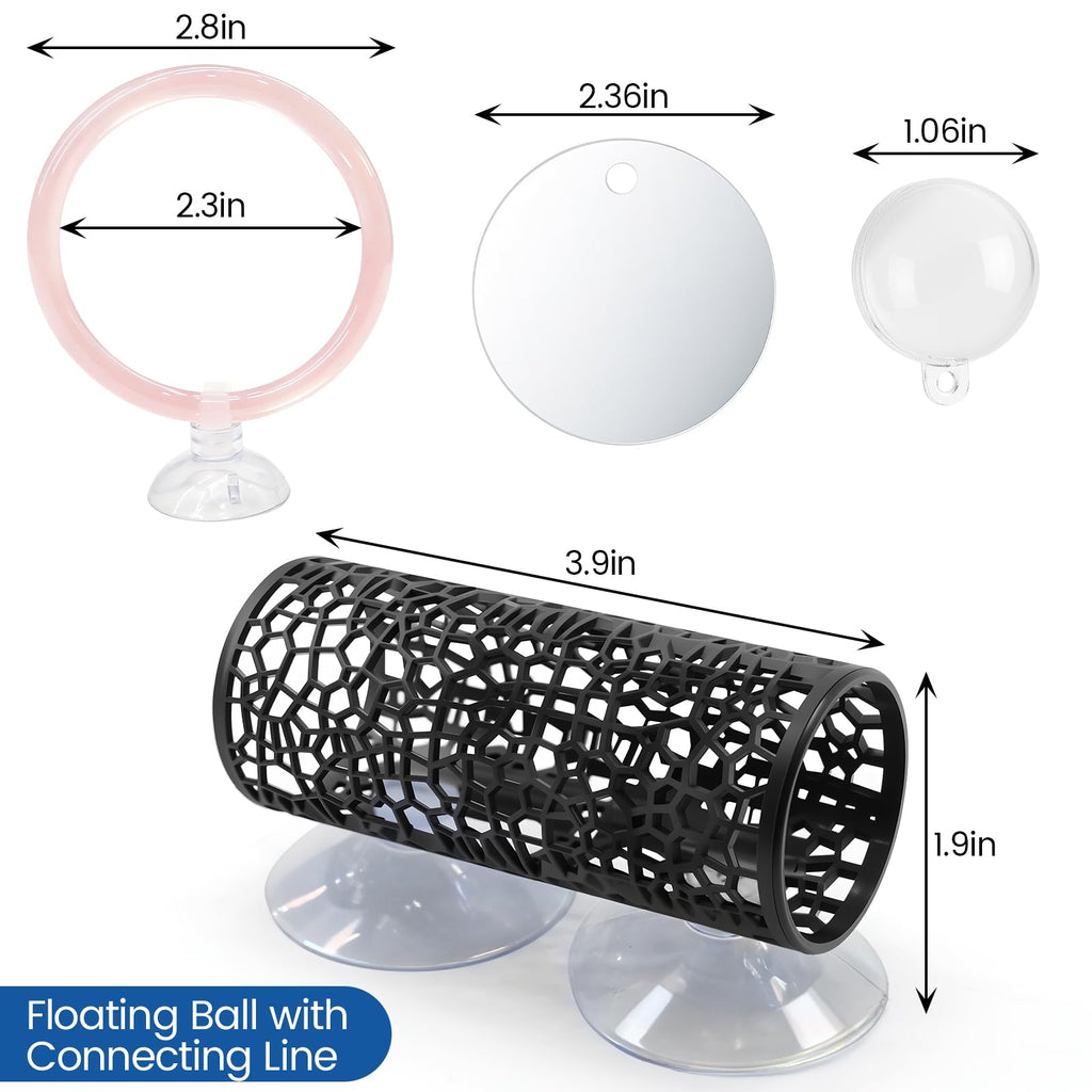 Betta Fish Tunnel Hammock Mirror Floating Ball 2 Training Ring Toys T21511