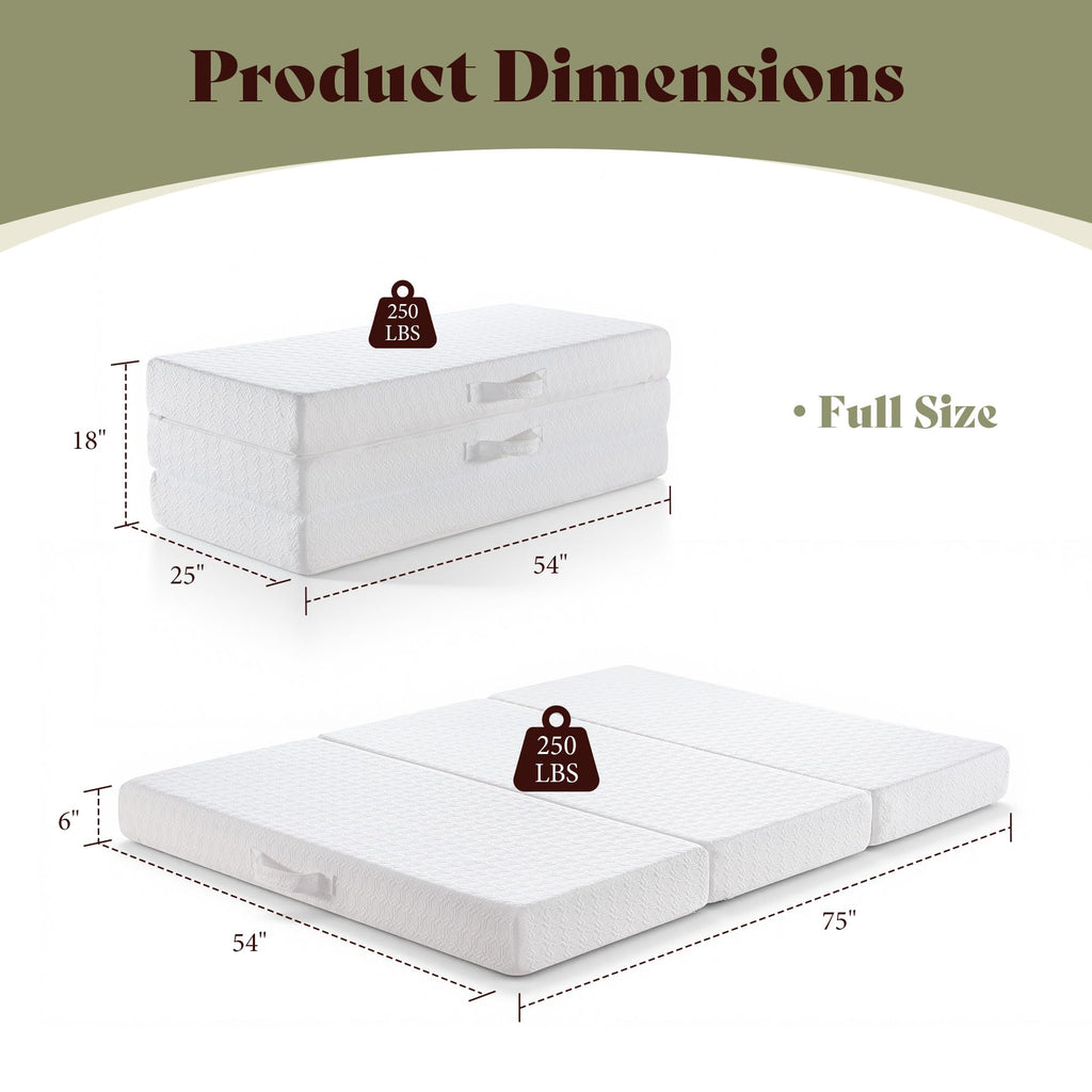 6" Full Tri-Fold Memory Foam Mattress D1671
