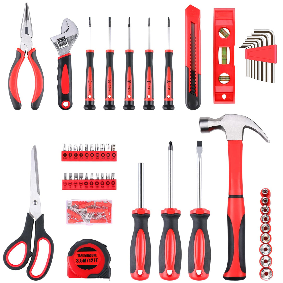 156-Piece All-Purpose Home Tool Kit in Foldable Toolbox Y330