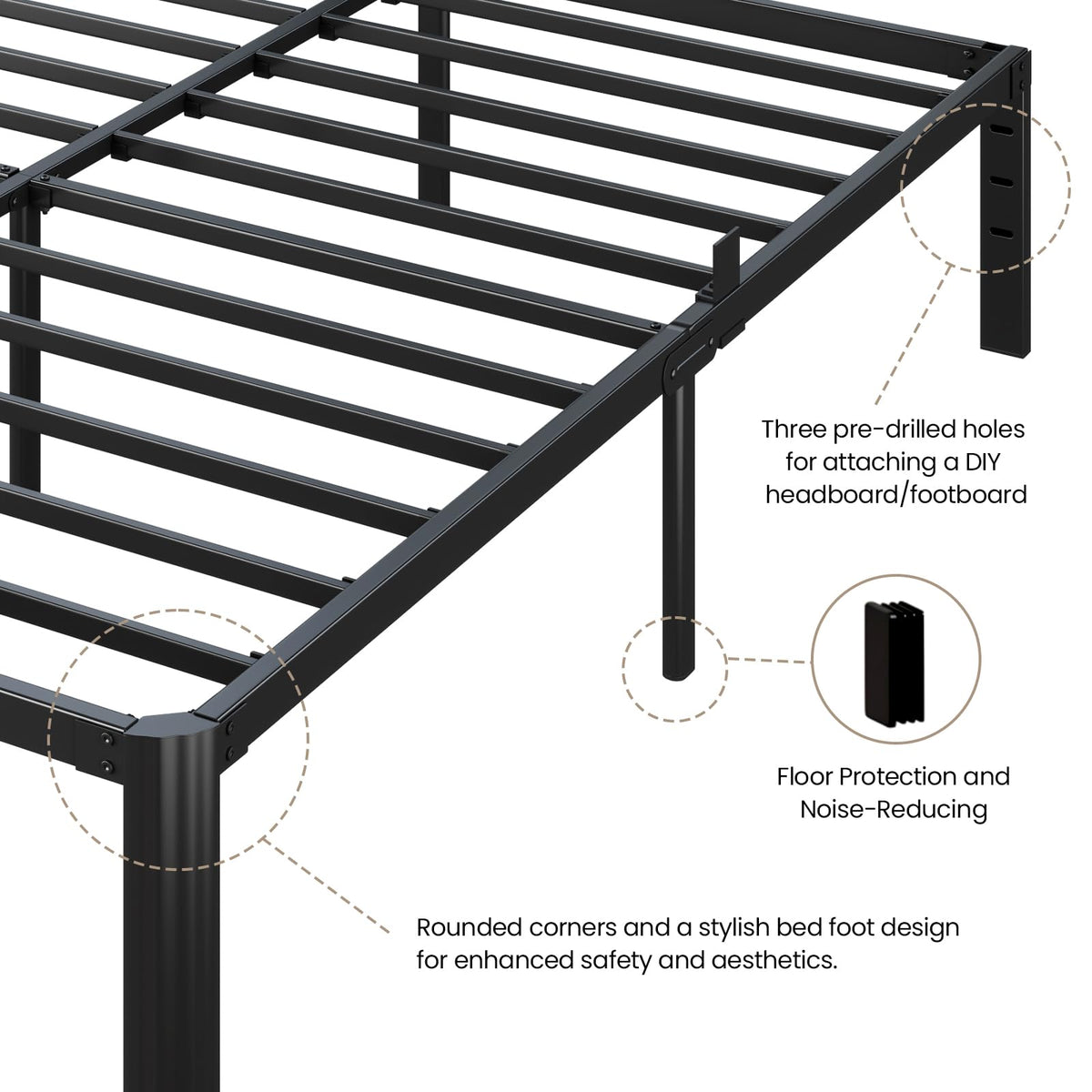 King Size 18 Inch Heavy Duty Platform Bed Frame H446358
