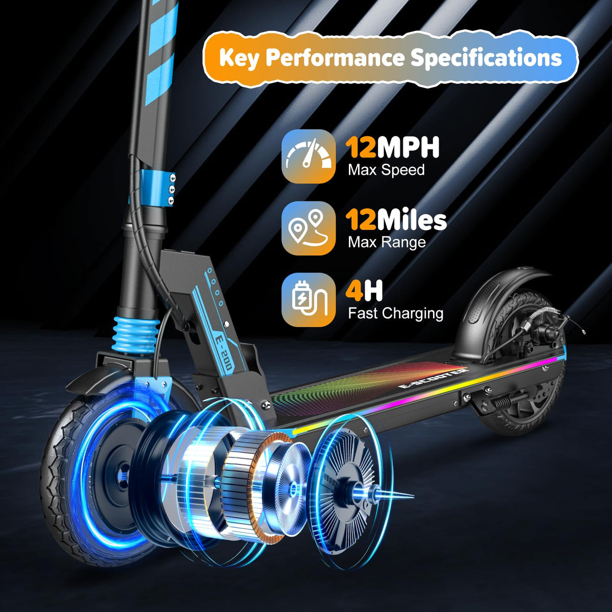 Electric Scooter Kids 8-16, 8-8.5" Solid Tires, 200-350W, UL2272 Z94533