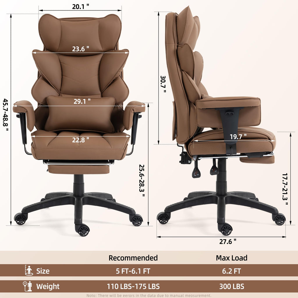 Brown Ergonomic Office Chair with Footrest Q6991