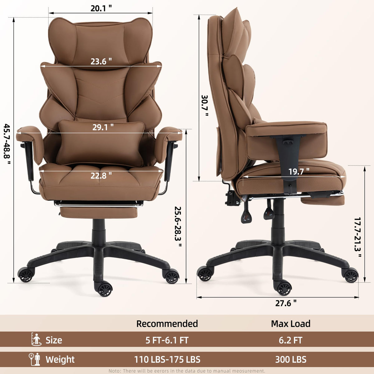 Brown Ergonomic Office Chair with Footrest Q6991