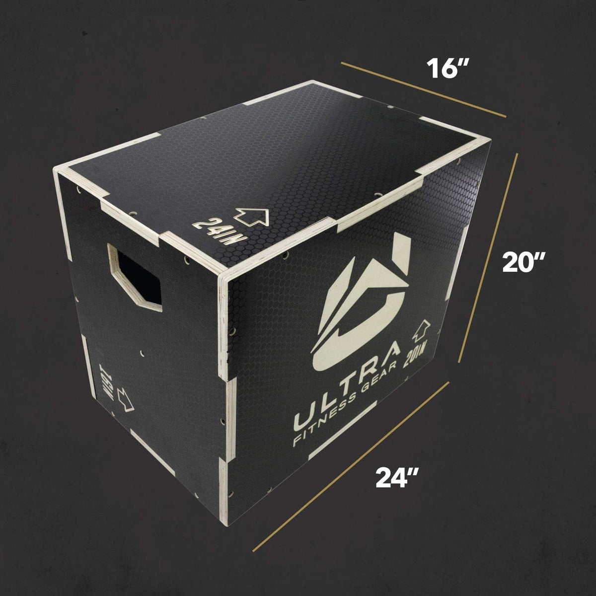Wooden Plyo Box, 16/14/12 Anti-Slip F4132