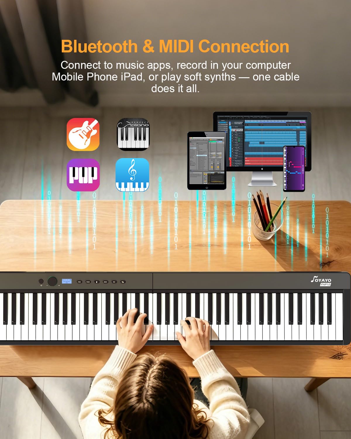 88 Key Weighted Folding Digital Piano with Gig Bag and Sustain Pedal N5104