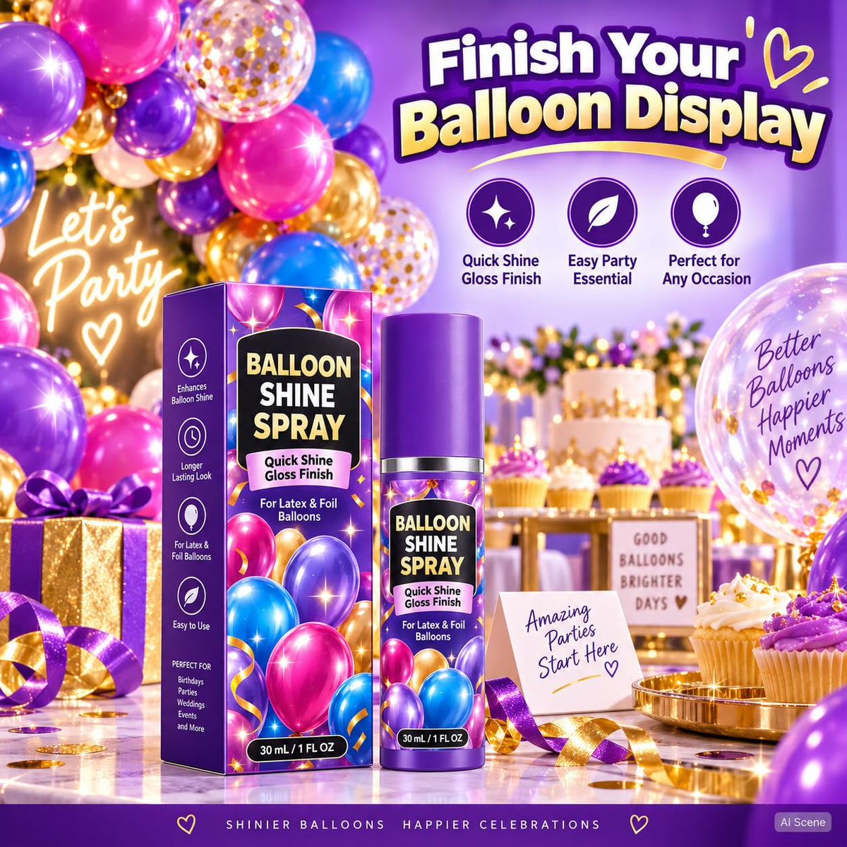 Balloon Shine Spray 3 Pack V2220