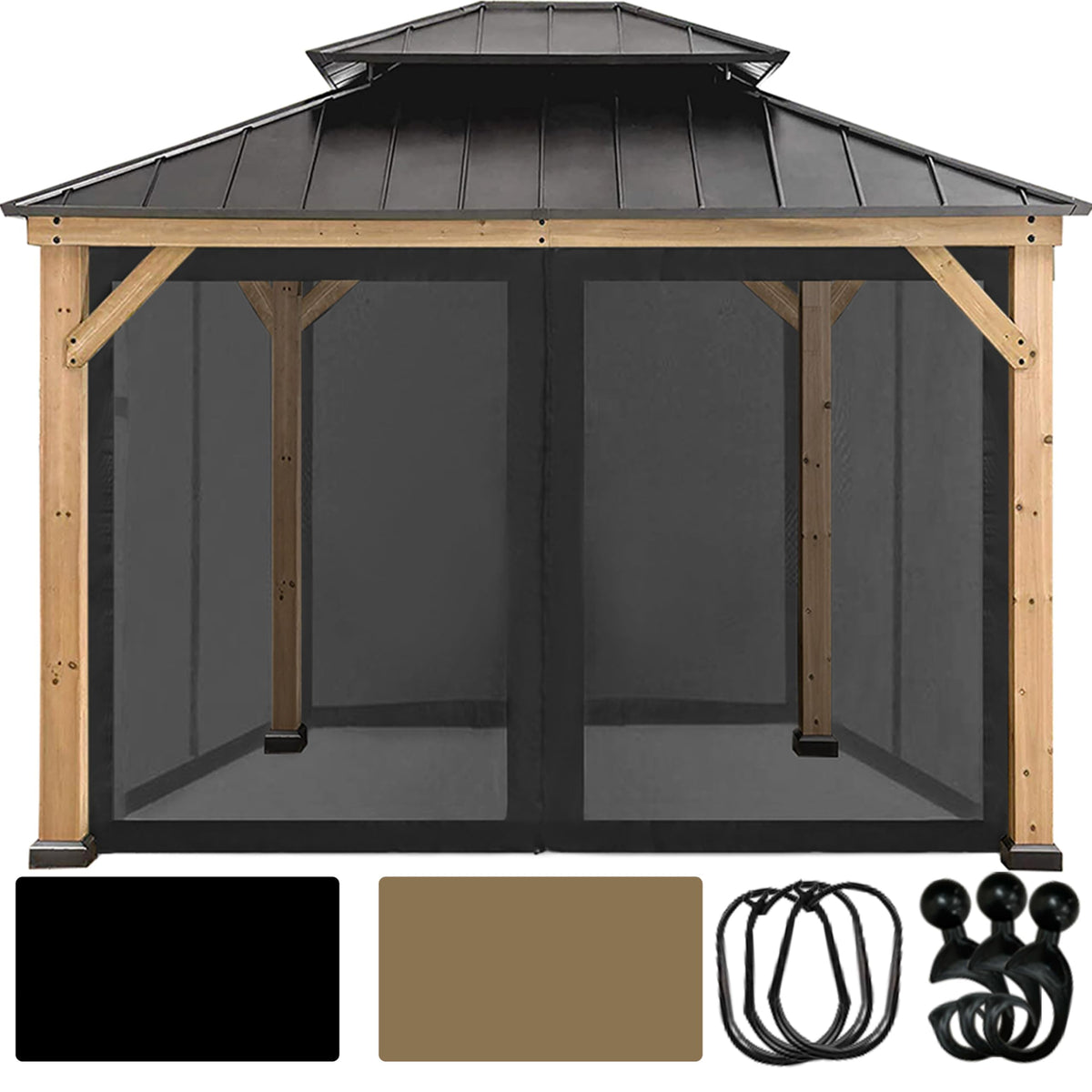 10' x 10' Gazebo Canopy Mosquito Netting Sidewalls I67686