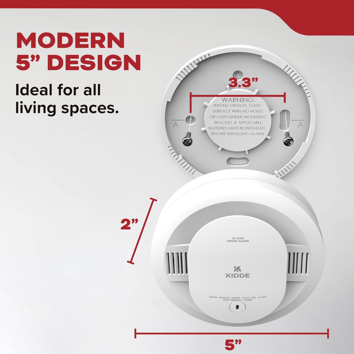 Smoke Detector, 10-Year Battery Powered, 85 dB Alarm, 1 Pack I877