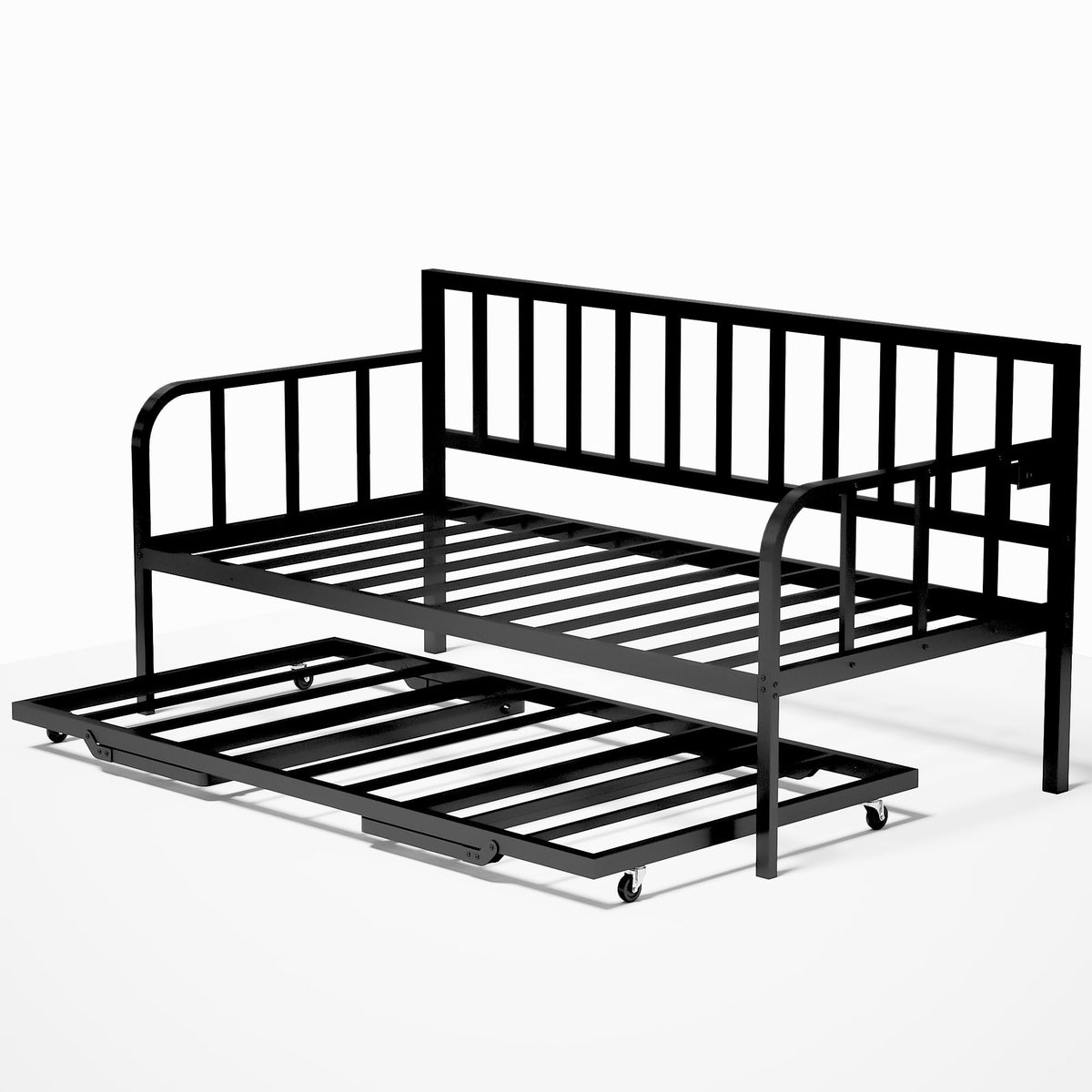 Black Twin to King Metal Daybed with Pop Up Trundle S94512