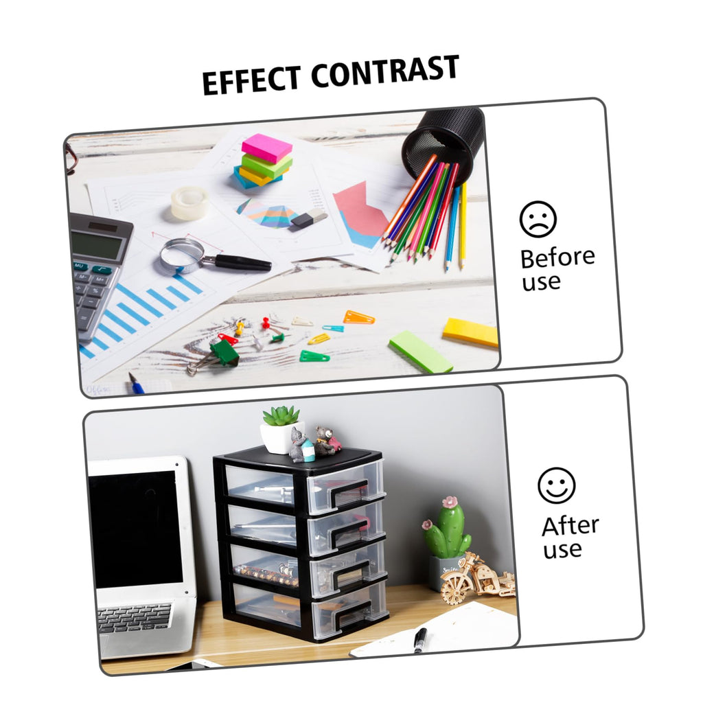 Black Transparent 4-Layer Plastic Drawer Storage Cabinet P505
