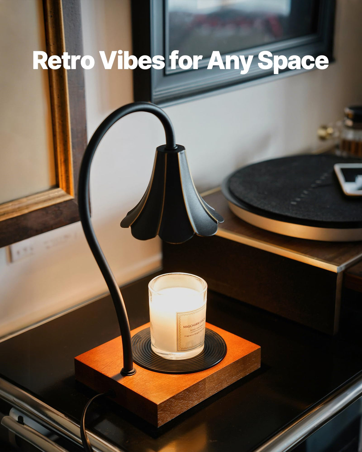 Black Candle Warmer Lamp with Timer & Stepless Dimmable M863312