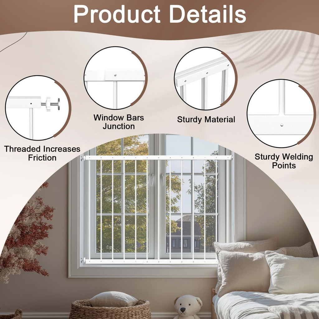 Adjustable White 4 Panel Window Guards U5443