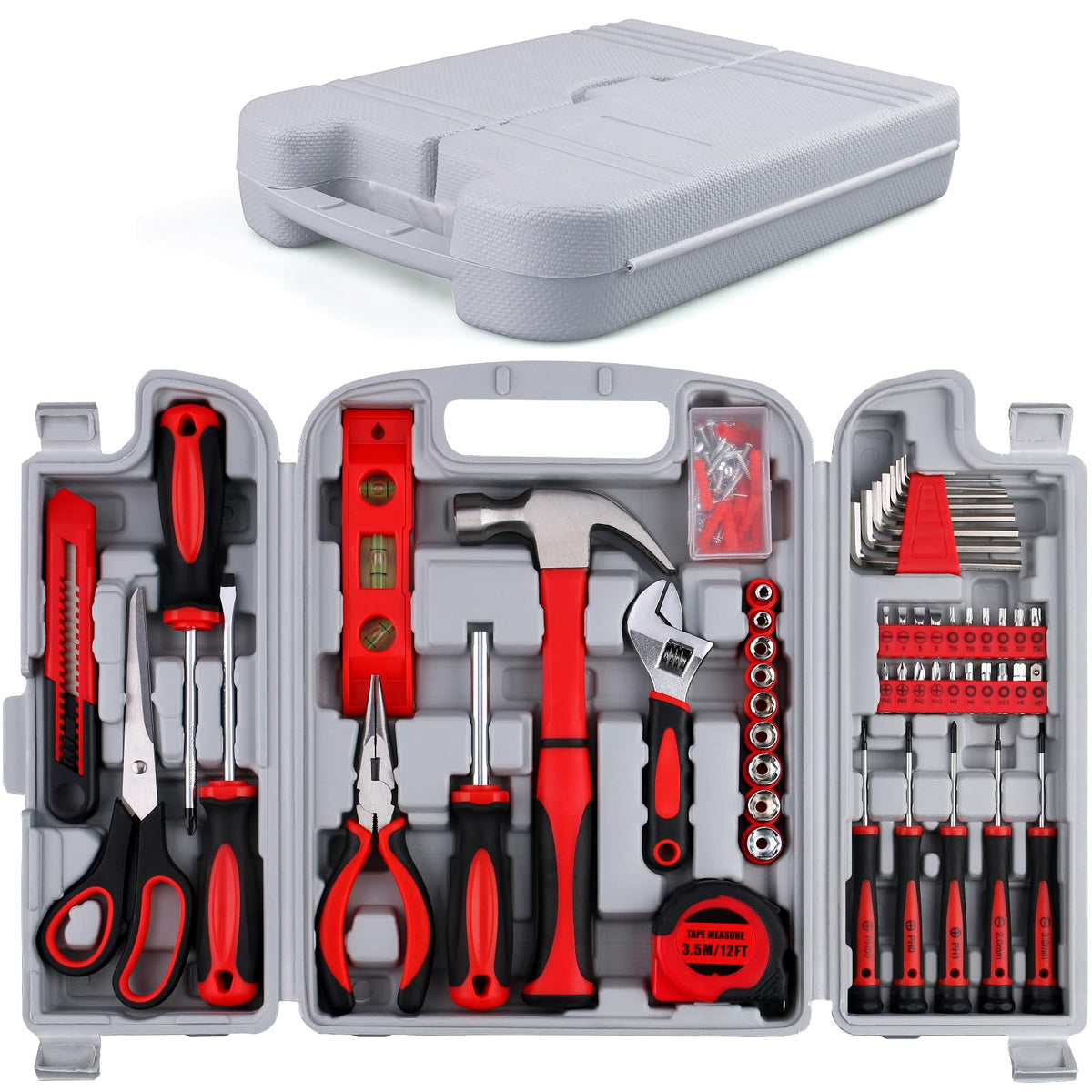 156-Piece All-Purpose Home Tool Kit in Foldable Toolbox Y330