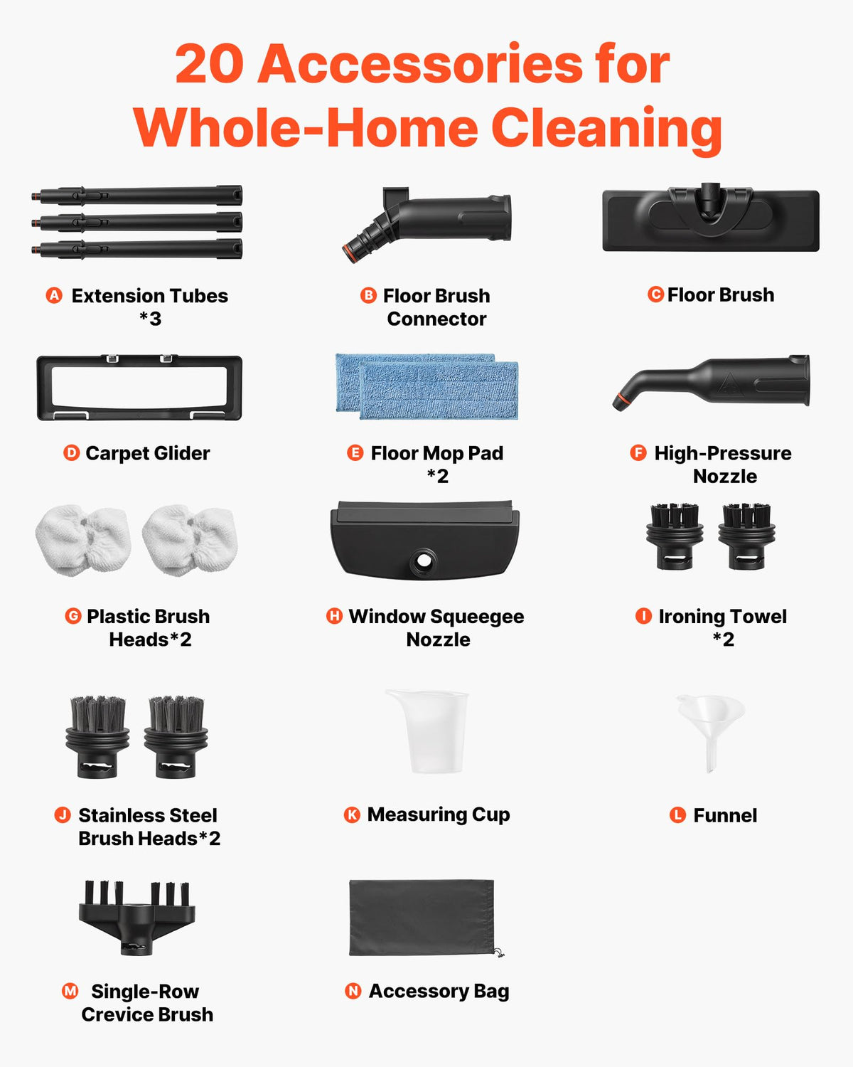 Portable Canister Steam Cleaner with 20 Accessories F782081