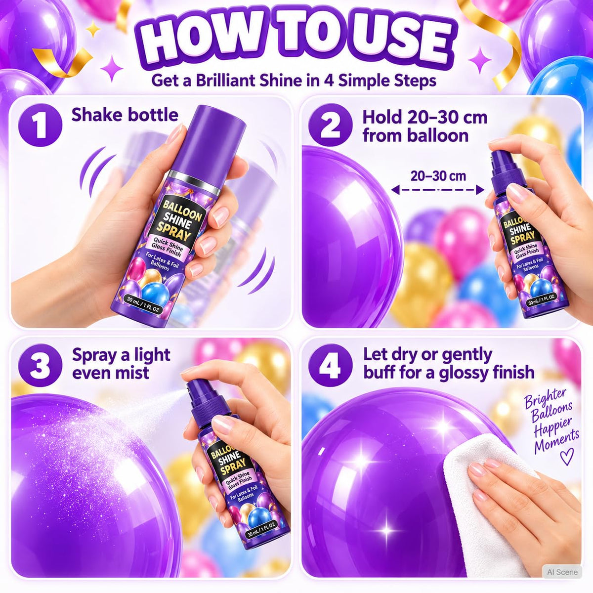 Balloon Shine Spray 3 Pack V2220
