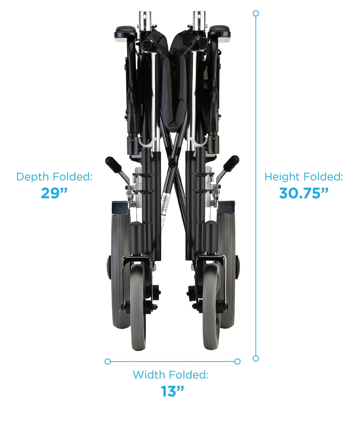 Lightweight Transport Chair with Locking Hand Brakes, Black Y782428