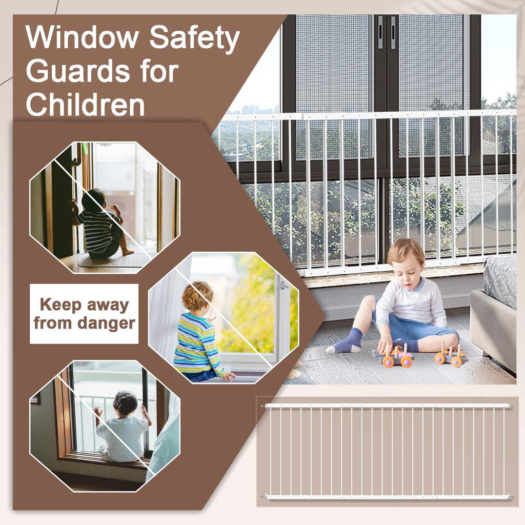 Adjustable White 4 Panel Window Guards U5443