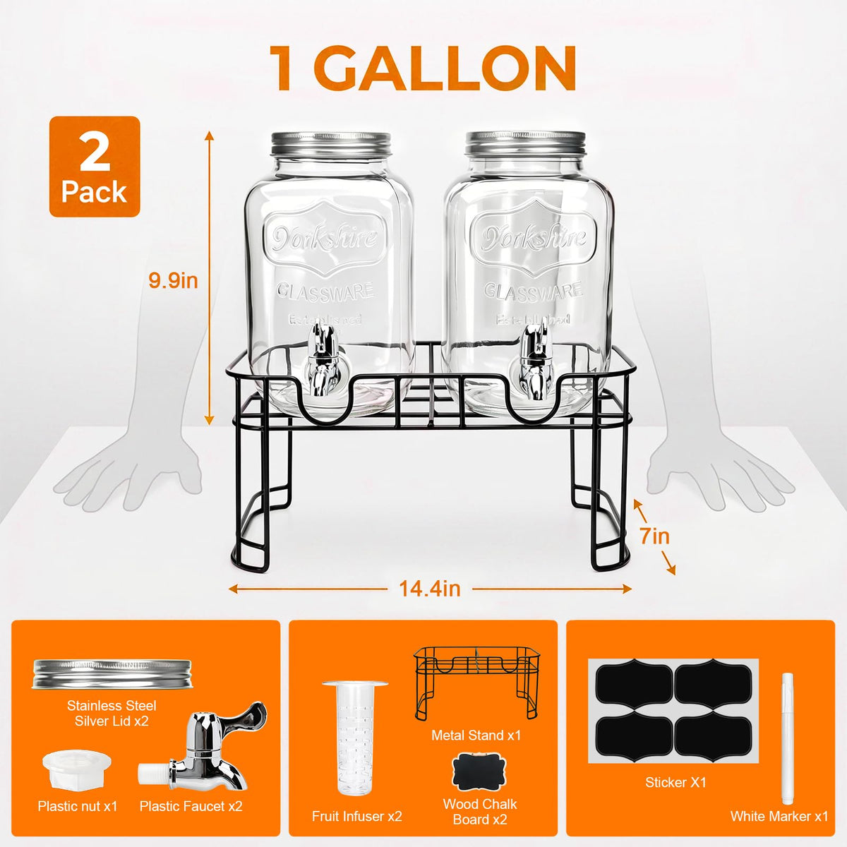 1-Gallon Beverage Dispenser 2 Pack with Stand K975591