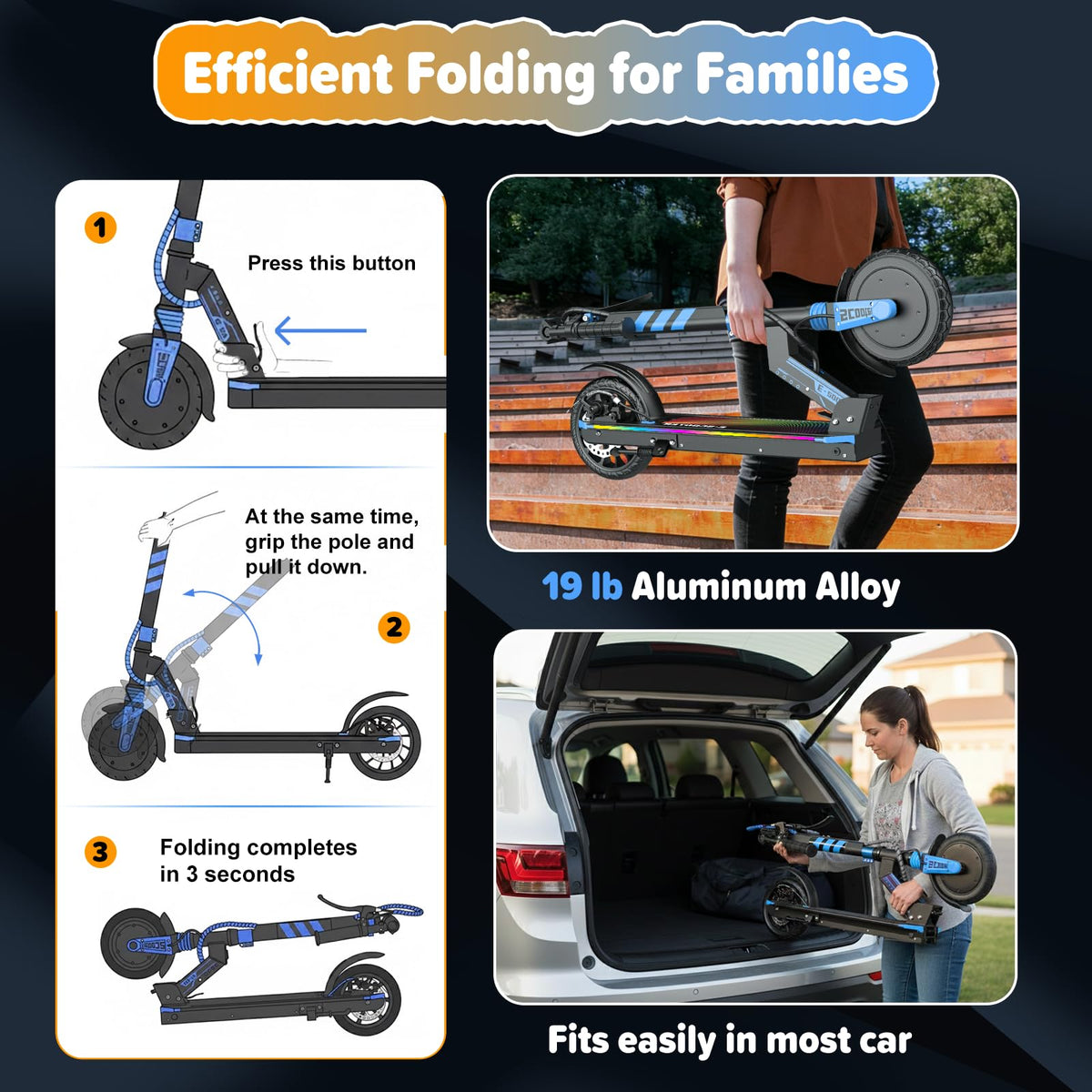 Electric Scooter Kids 8-16, 8-8.5" Solid Tires, 200-350W, UL2272 Z94533